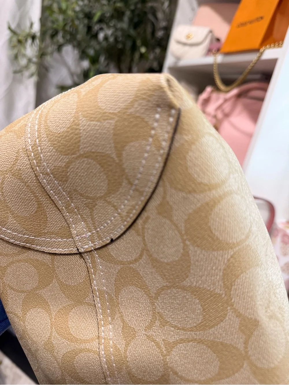 Coach Beige Canvas Tote with Pink Leather Trim - Picture 6 of 8